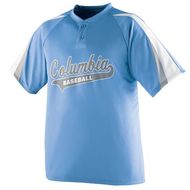 100% polyester wicking knit * 100% polyester mesh insert * Wicks moisture away from the body 
* Heat sealed label * Self-fabric collar * Raglan sleeves with contrast color inserts * Two-button placket * Double-needle hemmed sleeves and bottom