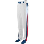 14 oz 100% polyester double knit. Relaxed fit. Full cut with longer inseam and open bottom. Anti-roll elastic waistband with seven pro stylebelt loops. Two-snap closure. Brass zipper fly.  Two set-in double we lt pockets. Reinforced double-needle coverstitched back rise and side seams. Reinforced knees. Two color contrast side inserts and back yoke. 35-inch inseam on Adult large. Graded inseam.